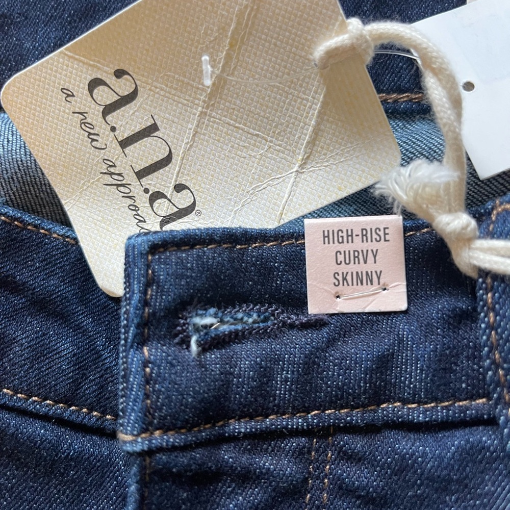 a.n.a Women's High Rise Curvy Skinny Jeans - Dark Blue